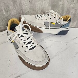 Reef El Jefe Mens Sneakers 11.5 Leather Textile Skate Surf Shoes White Gray